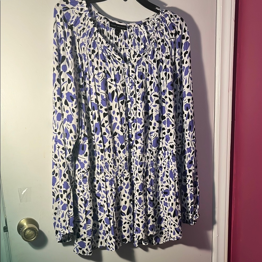Lane Bryant Purple and Black Print Blouse